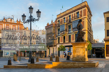 Triana al Arte flamenco monument at first sunlight, Triana Neighborhood, Seville, Andalusia, Spain, Europe