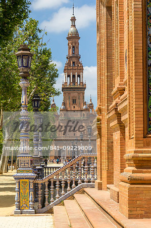 Northern Tower at Plaza de Espana, Seville, Andalusia, Spain, Europe