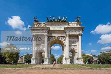View of Arco della Pace (Arch of Peace), Milan, Lombardy, Italy, Europe