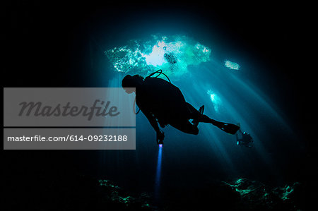 Cenote cave diving, Tulum, Quintana Roo, Mexico