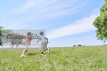 Japanese kids in a city park