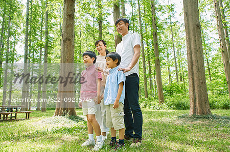 Japanese family in a city park