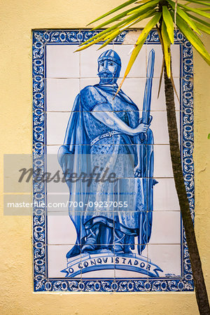 Tiles of a conquistador, Lisbon, Portugal.