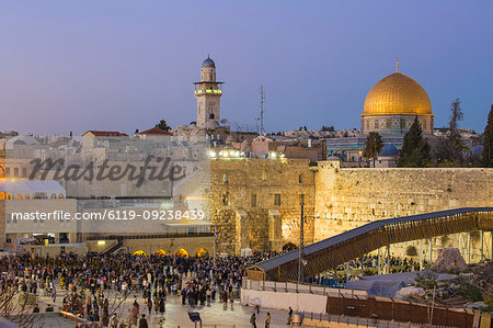 Western Wall and the Dome of the Rock, Old City, UNESCO World Heritage Site, Jerusalem, Israel, Middle East