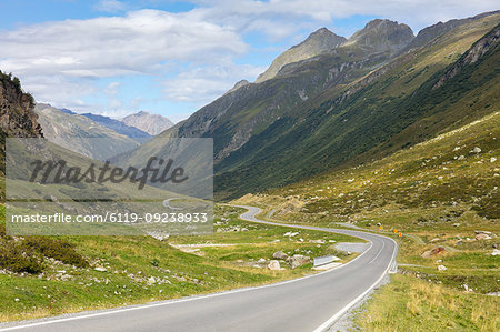 Curved road on the Silvretta High Alpine Road, a pass in the Austrian Alps, Tyrol, Austria, Europe