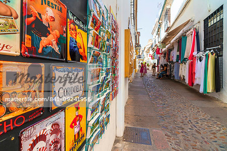 Colorful ceramics and shops in the alleys of the old town, Cordoba, Andalusia, Spain, Europe