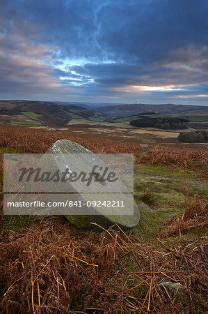 Abandoned millstone below Stanage Edge, Peak District National Park, Derbyshire, England, United Kingdom, Europe