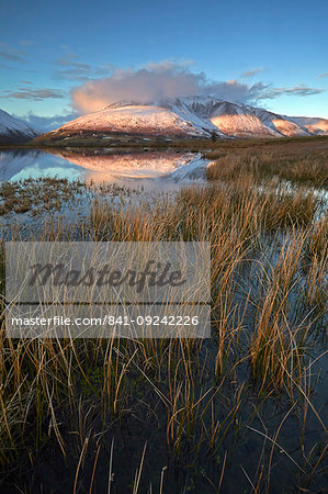 Snow covered Blencathra (Saddleback) reflected in Tewet Tarn near Keswick, Lake District National Park, UNESCO World Heritage Site, Cumbria, England, United Kingdom, Europe