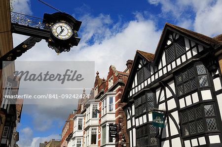 Clock on High Street, Winchester, Hampshire, England, United Kingdom, Europe