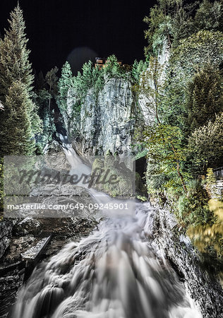 Mountain river at night, long exposure, Bad Hofgastein, Salzburg, Austria