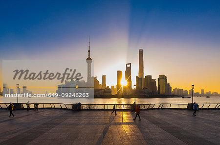 The Bund and Pudong skyline at sunrise, Shanghai, China