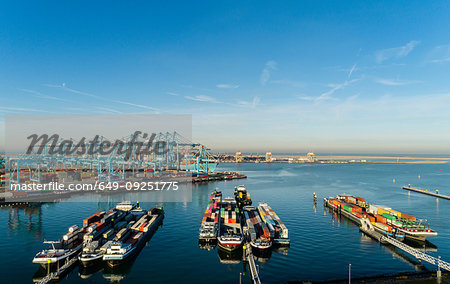 Inland shipping and large container terminal, Maasvlakte, Rotterdam, Zuid-Holland, Netherlands