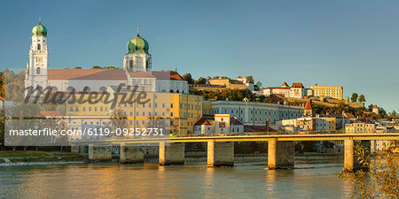 St. Stephen's Cathedral and Veste Oberhaus fortress in Passau, Germany, Europe