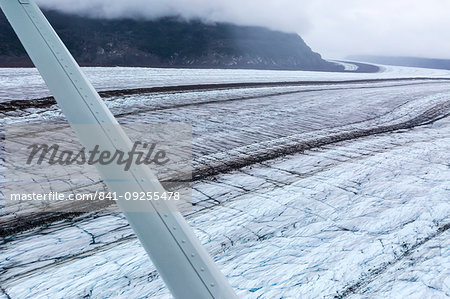 Aerial view of the Meade Glacier, a valley glacier formed in the Chilkat Range near Haines, Alaska, United States of America