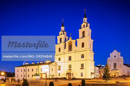 Holy Spirit Cathedral at dusk, Minsk, Belarus, Eastern Europe