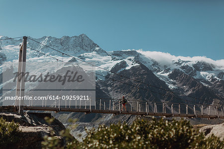 Hiker exploring wilderness, Wanaka, Taranaki, New Zealand