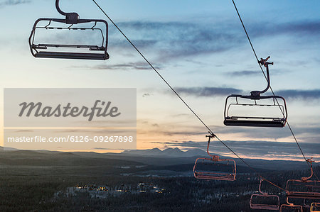 Ski lift at sunset