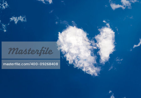 a white cloud in the shape of a heart on a blue sky