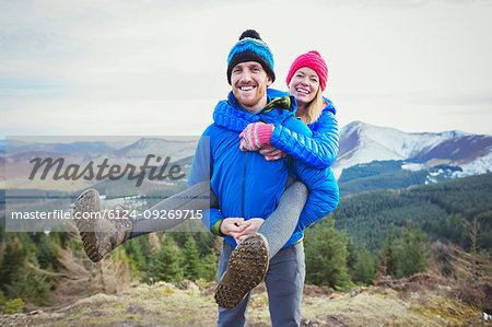 Happy couple on mountaintop