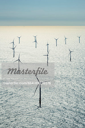 Offshore wind farm in the Borselle windfield, aerial view, Domburg, Zeeland, Netherlands