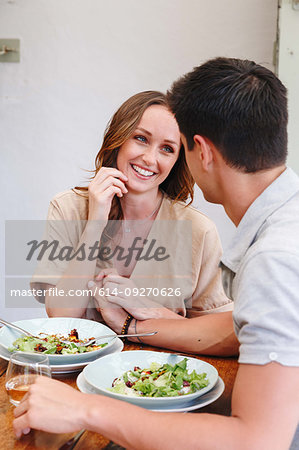 Couple having salad lunch
