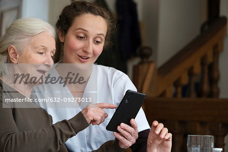 Senior patient using smartphone