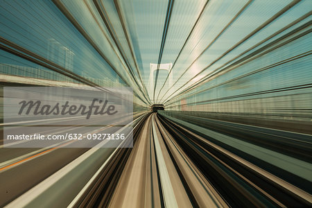 High speed train moving in city