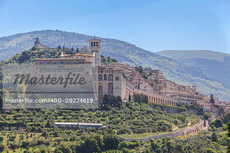 View of Assisi old city Umbria Italy