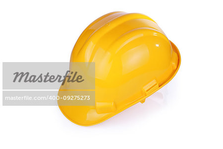 Yellow hardhat isolated on white background with clipping path