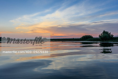 sunset in the Danube Delta, Romania, Europe