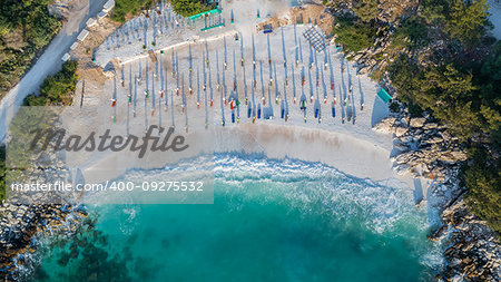 Marble beach (Saliara beach), Thassos Islands, Greece. The most beautiful white beach in Greece