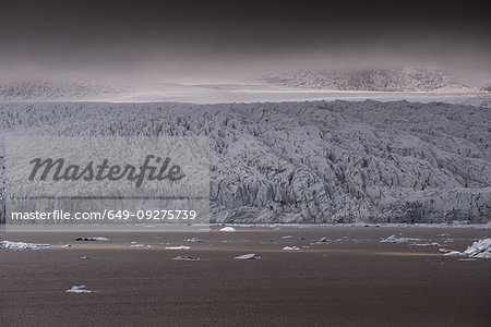 Seascape with glacier and storm clouds, Skaftafell, Austur-Skaftafellssysla, Iceland