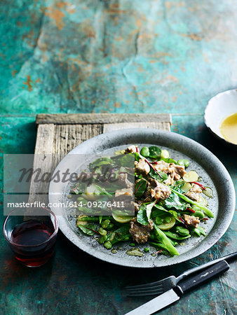 Oxtail and spring vegetable salad