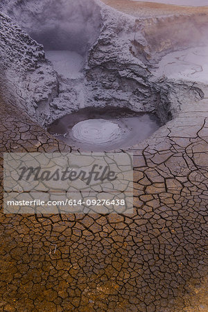 Detail of geothermal landscape, Namaskard hverir, Myvatn, Iceland Detail of geothermal landscape, Namaskard hverir, Myvatn, Iceland