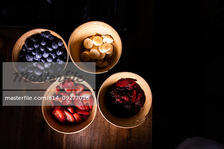 Bowls of fresh fruits