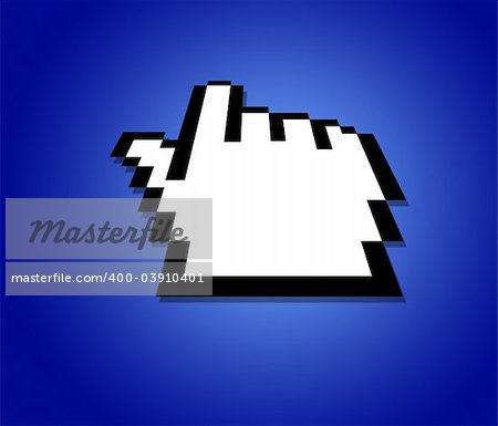 hand cursor on a blue background