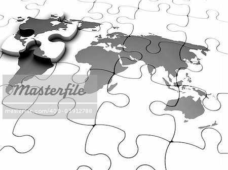 3D render of a jigsaw puzzle with a world map with final piece just added