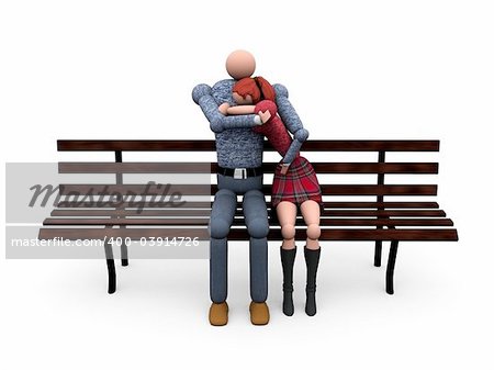 computer generated image of a 3D Couple in love