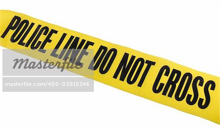 Police line tape, isolated white background so it can be easily imported in a graphic project