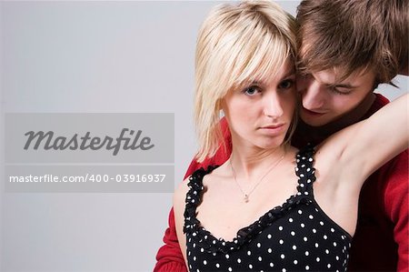 Young couple hugging passionately