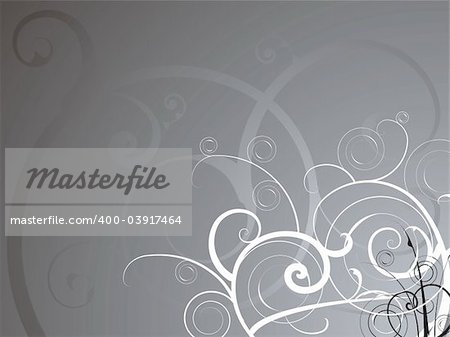 Abstract background in silver and white with a flowing floral theme