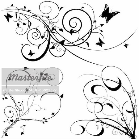 Floral elements C - popular floral segments in vector illustration
