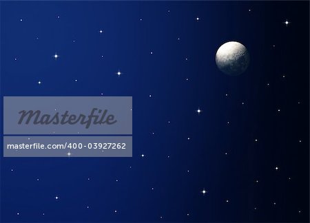 Illustration of a night sky with moon.