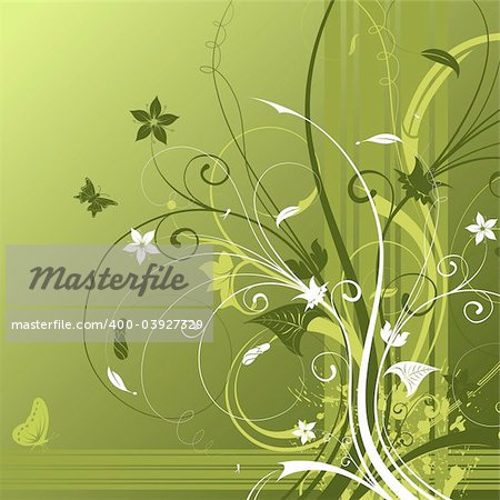 Abstract flower background with butterfly, element for design, vector illustration