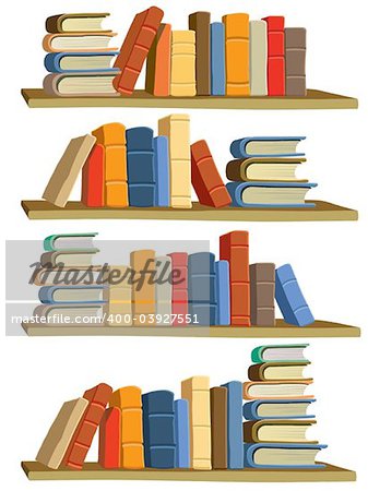Collection of colorful books on white background