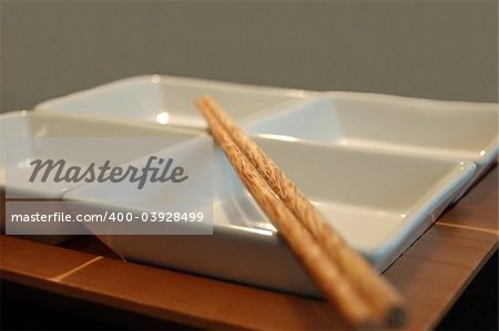 Sushi dish with wooden Chopsticks