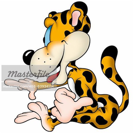 Leopard 07 - High detailed and coloured illustration - Sitting leopard