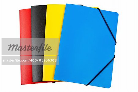 Colour folders isolated on white background. With clipping path included