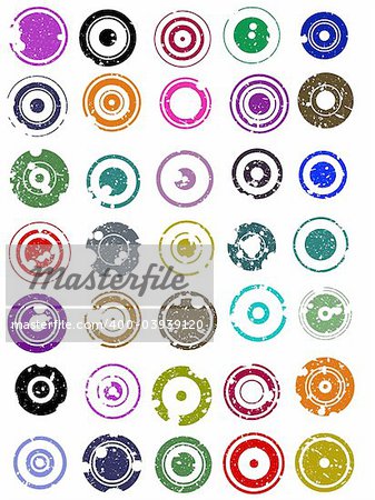35 splatted Circle Graphic Elements (Circles have transparent centres etc so they can be overlaid on other graphic elements)