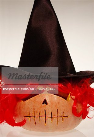 Redhead pumpkin with witch's hat